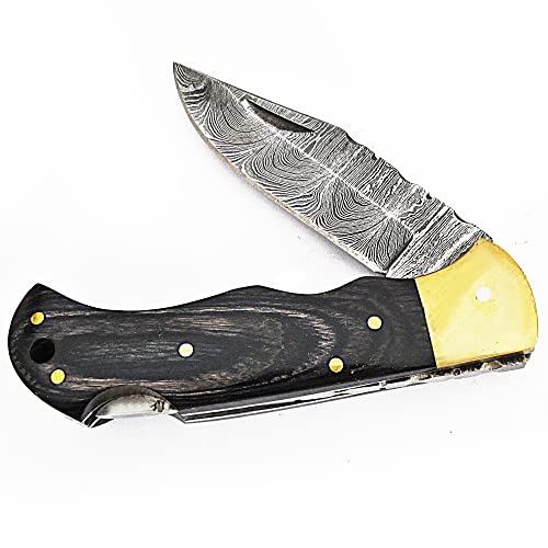 PAL 2000 KNIVES Couteau en acier Damas fait main avec gaine en cuir (4006)