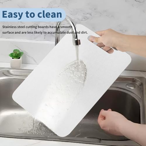 Tabla de cortar rectangular de acero inoxidable doble cara para cocina, tamaño grande miniatura 3