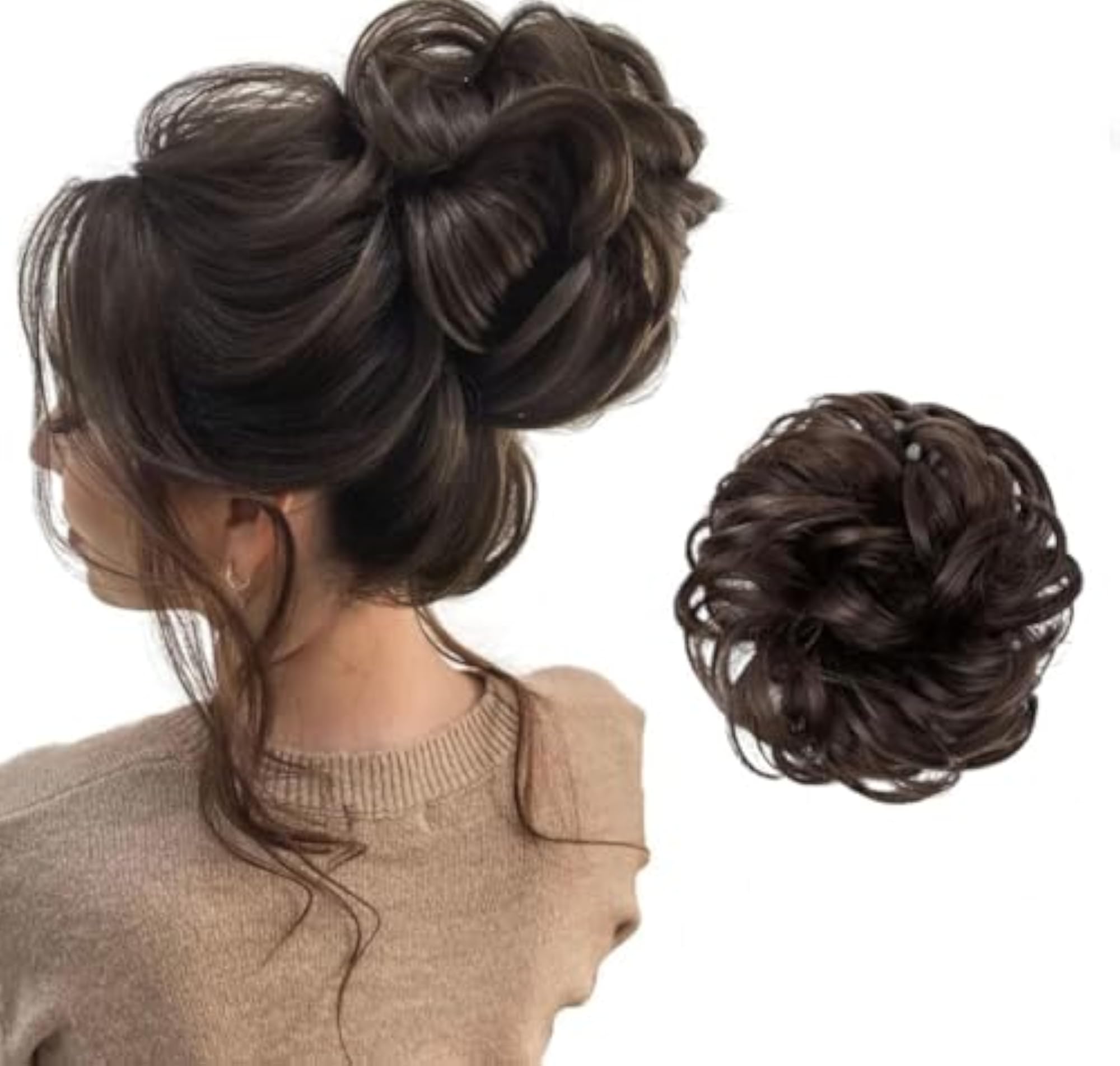 Curly/Messy Brown Bun Juda Hair Extension for Women