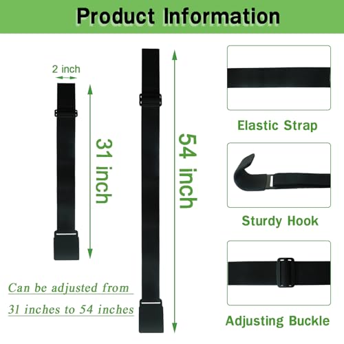 Image of 2 Pieces Trash Can Locks for Animals, Adjustable Trash Can Lid Strap Raccoon Bear Proof Trash Can Lock Trash Can Lid Elastic Security Strap with Metal Claw for Outdoor Garbage Can