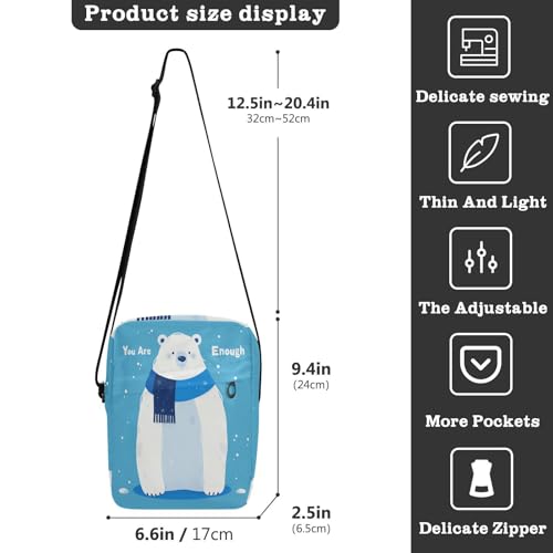 Glacier Bear Blue messenger bag cute mens crossbody bag small Croos Body Purses Adjustable Strap for School Casual3