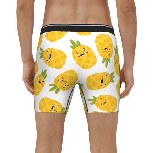 Funny Pineapple Modern Creative White Men'S Long Leg Boxer Briefs Soft Breathable Quick Dry Underwear3