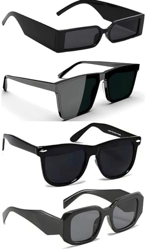 Image of IFLASH Rectangular Sunglasses Retro Fashion Shades for Men & Women (Pack of 4)