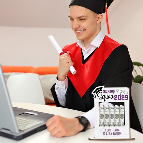 Money Holder for Cash Gift Senior Graduation Money Holder with 5 Holes Wooden Box Cash Holder 2025 Graduation Money Gift Ideas Money Holder for Class of 2025 Graduation Party Supplies-A10 6