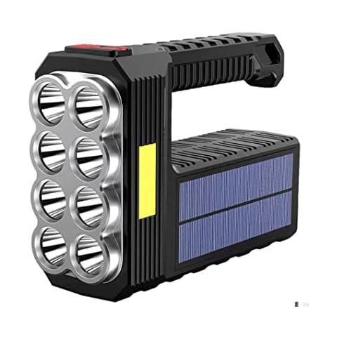 Vellichor Mega Power 8 LED Solar Handheld Torch - Super Bright Rechargeable Portable Flashlight Powerful Work Equipment Light for Camping Home use Emergency lamp Spotlight, (1007100213) Cover