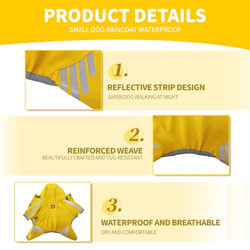 Dog Raincoat Waterproof with Leg,Adjustable Dog Rain Jacket with Reflective Strips Harness Hole,Lightweight Dogs Waterproof Coat Jacket Dog Rain Poncho for Dogs Puppies (Large) - Image 3