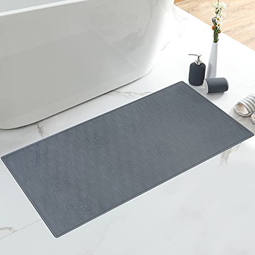 Loiofoe Bathtub Mat_Soft Rubber Shower Mats│Safety Bathroom Mat : Comfortable Feet Feeling│Non Slip Tub Mat With Strong Suction Cups (Bpa, Latex, Phthalate Free) (A-Grey) #TOP5