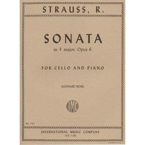 Strauss, Richard - Sonata In F Major Op. 6. For Cello and Piano. Published by International Music      Sheet music