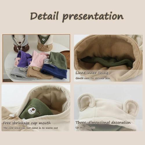 Balaclava Children's Cat Ears Hood, Winter Windproof Kids Face Mask, Cute Boys Girls One-Piece Plush Scarf Hat-A4