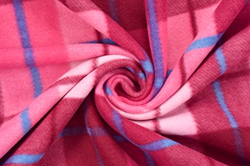 Image of Modern Check All Season Polar Fleece Single Bed Blanket, 60X90 Inches - Pink, 300 TC