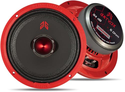 Image of MX65E1 Loudspeaker 6.5 Inch Midrange 400 Watts 6 Ohms Red Bullet, Premium Quality Audio Door Speakers for Car or Truck Stereo Sound System, Red (2 Speakers)