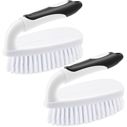Image of Scrub Brushes for Cleaning Bathtub Scrubber Heavy Duty Scrub Brush with Handle Stiff Bristle Cleaning Brush for Shower, Kitchen, Sink, Bathroom, Floor (Black)