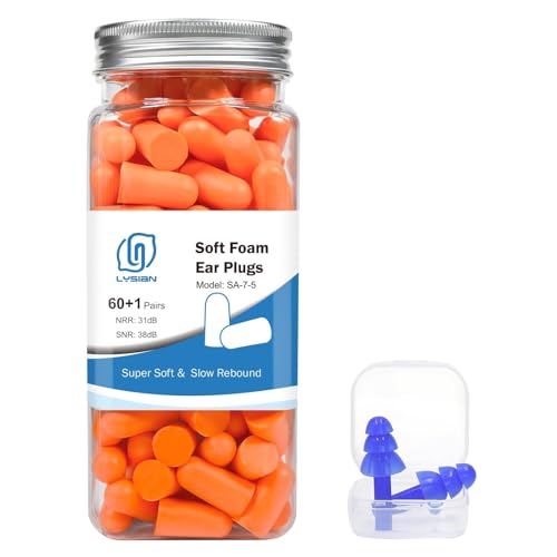 LYSIAN Disposable Noise Cancelling Earplugs (60 Pairs)