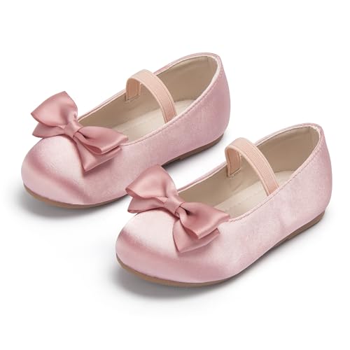 Image of PHIRAMIN Toddler Flower Girl Dress Shoes - Little Girl Ballet Flats Bow Wedding Party
