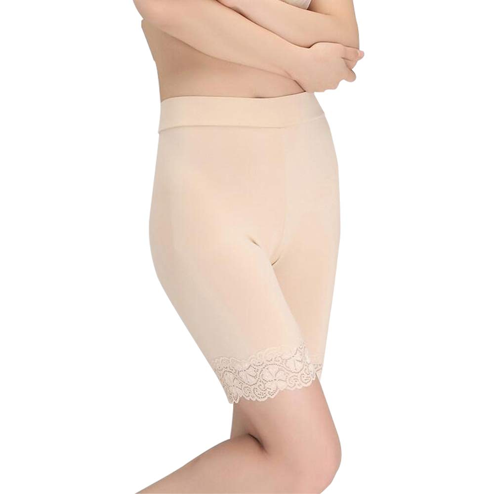 Calzoncillos para mujer bajo falda corta anti-chafing pantalones cortos ropa interior de seguridad pantalones largos de cintura alta leggings de encaje mallas cortas con borde de encaje