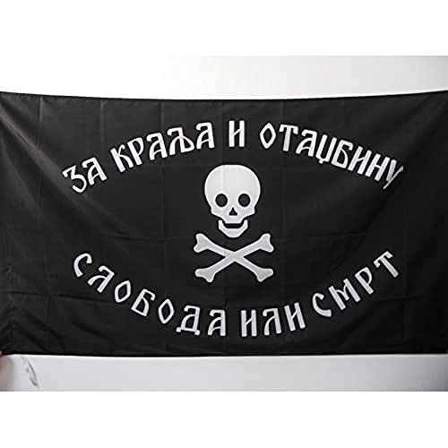 AZ FLAG - Drapeau Yougoslavie Tchetniks - 150x90 cm - Drapeau Armée Yougoslave Chetniks 100% Polyester Avec Fourreau et cordelette - Pavillon 110 g