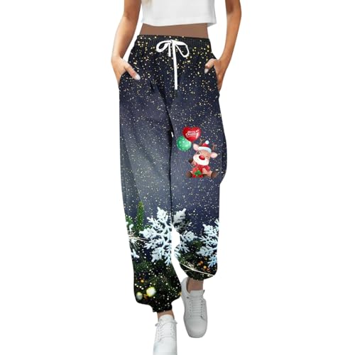 Pantalon de sport de Noël femme idéal pour cocooning et détente à la maison