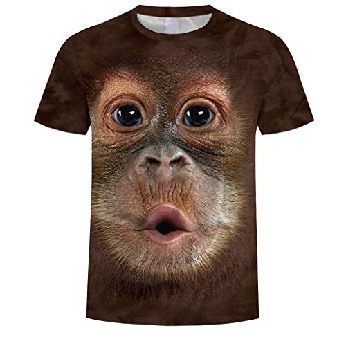 waotier Hombres Primavera Verano ImpresióN 3D O-Cuello De Manga Corta Camiseta Tops Blusa Cover