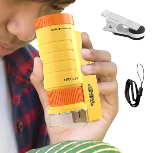 Microscopio portátil para niños de 6 a 12 años, juguete de ciencia STEM con LED
