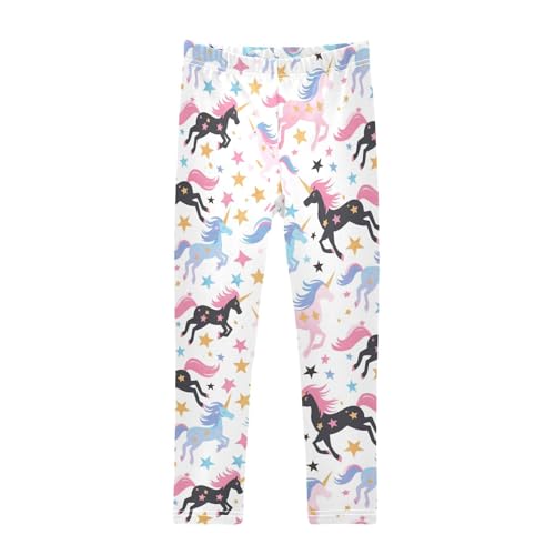Girls Leggings Unicorn Colorful Star White Kids Length Leggings Pants Athletic Yoga Pants Toddler Tights Trousers 4T