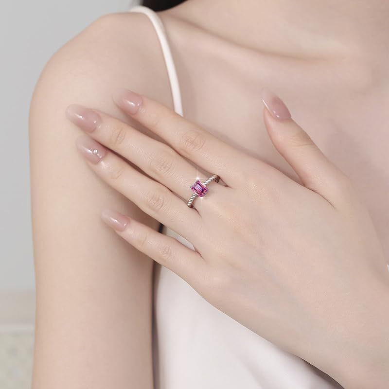 Fashion 1ct 5x7MM Rectangle Moissanite Vine Ring for Women Laboratory Diamonds S925 Silver Promise Ring Gift Replacement Jewelry