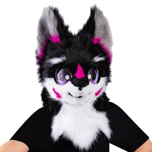Máscara de gato de peluche para triunfar en fiestas de disfraces y Halloween de adultos