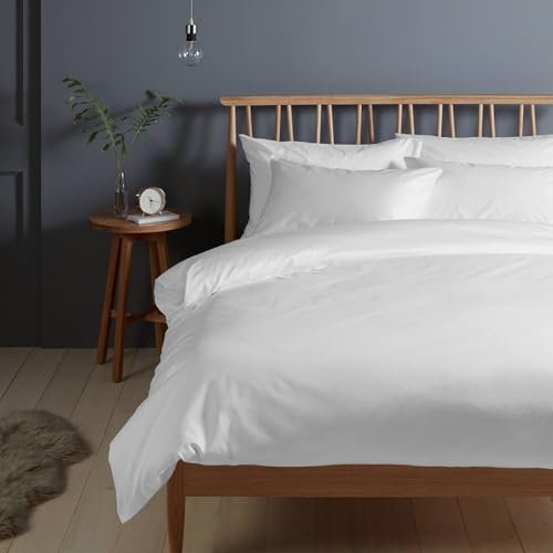 Pizuna 400 Fadenzahl aus Baumwolle Bettwäsche Weiß 100% Langstaple Baumwolle Bettbezug und Kissenbezug 100% Baumwolle Mako Satin 2-Teilig Bettwäscheset 140x200 + 70x90 Weiß Mako Satin