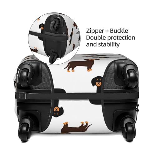 Elastic Travel Luggage Cover Printed Cute Funny Dachshund Dogs Double-Sided Suitcase Protector Bag,Dust-Proof Cratch-Resistant Washable Baggage Covers For Kid Adult,Small4