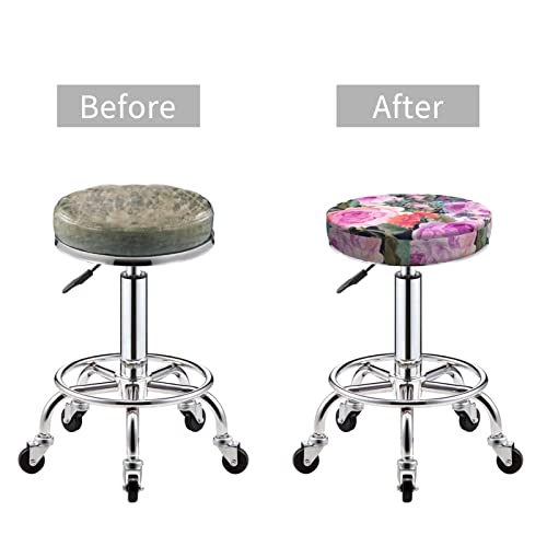 Ouqiuwa Watercolor Flower Floral Roses Bar Stool Slipcover Round, Soft Bar Stool Seat Cover Cushion 13 Inch #TOP3