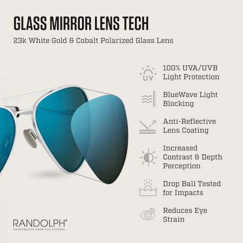 Image of Randolph Eyewear Concorde Aviator Sunglasses for Men and Women - Non-Polarized & Polarized Aviator Sunglasses Made to Last