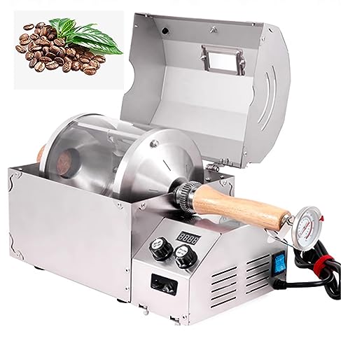 Tostatrice per Chicchi di caffè, Tostatrice per caffè da Piano Cottura con Manico in Legno Isolato, Vetro al Quarzo Resistente alle Alte Temperature 1200 ℃, capacità 100~400 G, per Bar di Casa