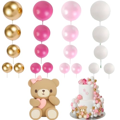 21 piezas de decoración de la tarta del oso Wisirent, osito para tarta, decoración para fiesta de osito, decoración de tarta de bautizo de niña