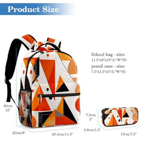 Sac à dos avec trousse grand volume ensemble géométrique abstrait multicolore - 2
