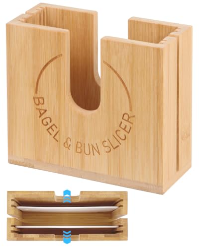 cenleoha Bamboo Adjustable Bagel Holder