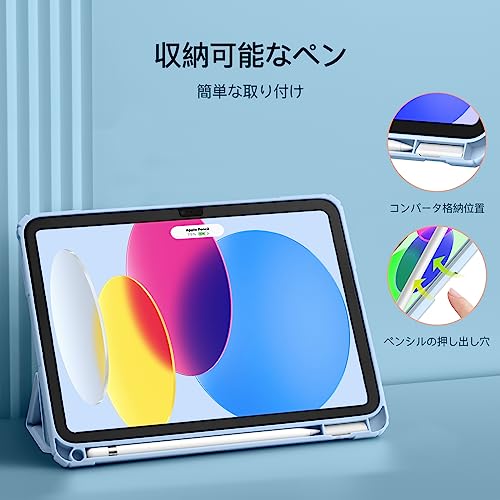 Maledan【2025最新型】対応iPad a16 ケース - 11インチ 三つ折りスタンド 薄型 ペンシル収納 軽薄 軽量 DIY透明 オートスリープ機能対応 耐衝撃 対応iPad A16 ケース アジサイ