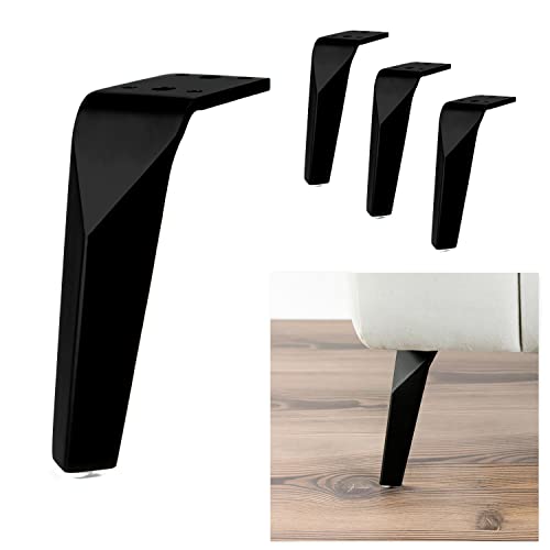 P17 | Modell Robin | Set 4 Füße + 16 Schrauben | matt schwarz | H.15 | Beine für Sofas, Möbel, Schränke, Sessel | Füße aus Metall für modernes und Elegantes Design Cover