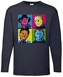 Corte clásico - Regular Fit Urban Backwoods Pop Art Horror Faces Long Sleeve T-Shirt De Manga Larga Azul Talla S