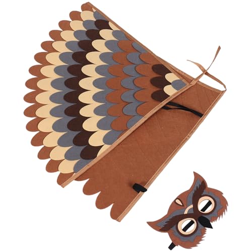 Vaguelly Disfraz de Búho Alas de Pájaro Tejido Transpirable de Fieltro Talla Infantil Color Marrón Adecuado para Juegos de Rol y Fiestas Infantiles de Disfraces