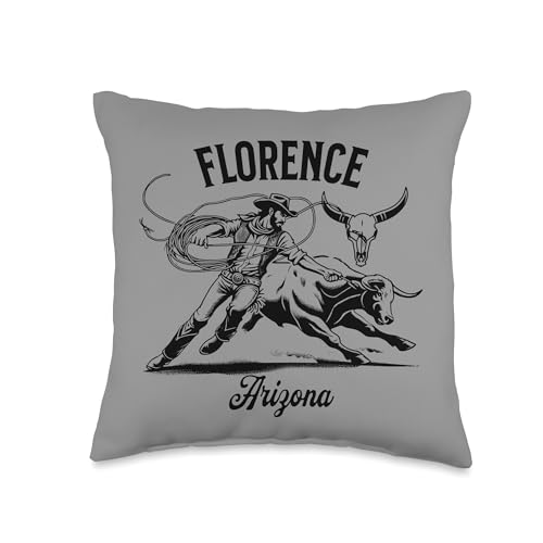 Florence Arizona Rodeo Bull Rider Steer Wrangler Cowboy Throw Pillow
