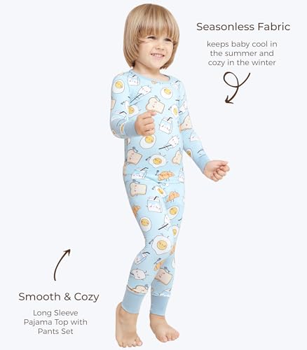 Image of Toddler Boys Girls Clothes Viscose from Bamboo Long Sleeve Top and Pants Clothing Set Soft 2Pcs Kid Outfit