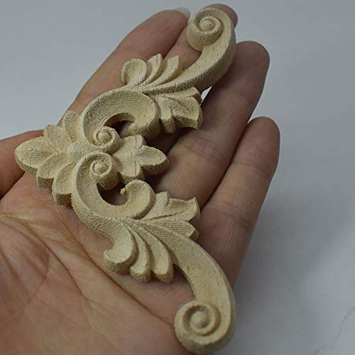 Apliques de madera tallada Onlay de 2 piezas para decorar esquinas de muebles en carpintería 7