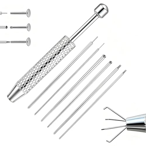 7 Pcs Piercing Ball Grabber and Opener Set Piercing Tongs for Changing Jewelry Piercing Taper Insertion Tool 16G 18G Compatible Stainless Steel Flat Back Earring Applicator Tool for Ears Nose Lip