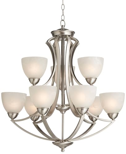 Possini Euro Milbury Satin Nickel 2-Tier Chandelier 30