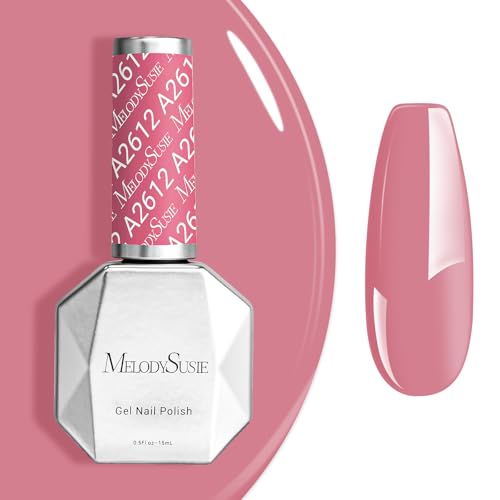 MelodySusie 0.5fl oz Dark Pink Gel Nail Polish, Nails Soak Off UV LED Jelly Purple Pink Gel Polish Gift for Women Nail Art Manicure Salon DIY Nail Design Decoration at Home-A2612