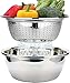 Produktbild FAB4HOME Edelstahl Schüsselset Edelstahl Sieb und Rührschüssel Set, Seiher, Küchensieb, Nudelsieb, Reis Waschschüssel, Salat-Sieb Schüsselset, Stapelbar Salatschüsseln Set- 26cm