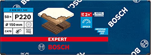 Bosch Professional 50X Carte Abrasive Expert C470 Multiforo Per Legno Duro, Vernice Su Legno, Ø 150 Mm, Grana 220, Accessorio Levigatrice Rotoorbitale - 2