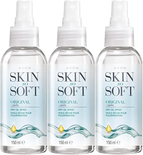 Peau sèche solution avec Skin so Soft Original Dry Oil Spray au jojoba pack de 3 flacons
