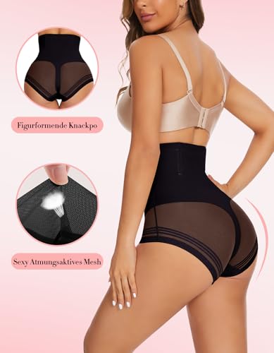 SIMIYA Bauchweg Unterhose Damen Shapewear Bauch Weg Miederhose Hoher Taille Miederslip Unterbauch Kontrolle Body Shaper für Frauen (Schwarz, XXL)