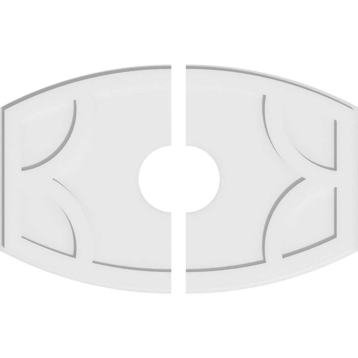 Ekena Millwork CMP36X24KY2-07000 Kailey Architectural Grade PVC Contemporary, Two Piece Urethane Ceiling Medallions 36"W x 24"H x 7"ID x 19 1/2"C x 1"P