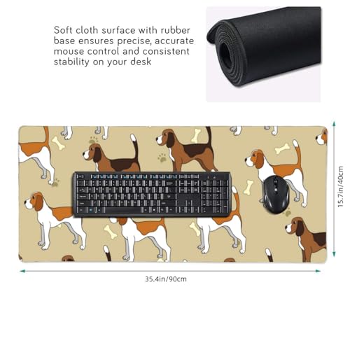Tapis de souris grand format avec adorable beagle compagnon de bureau
